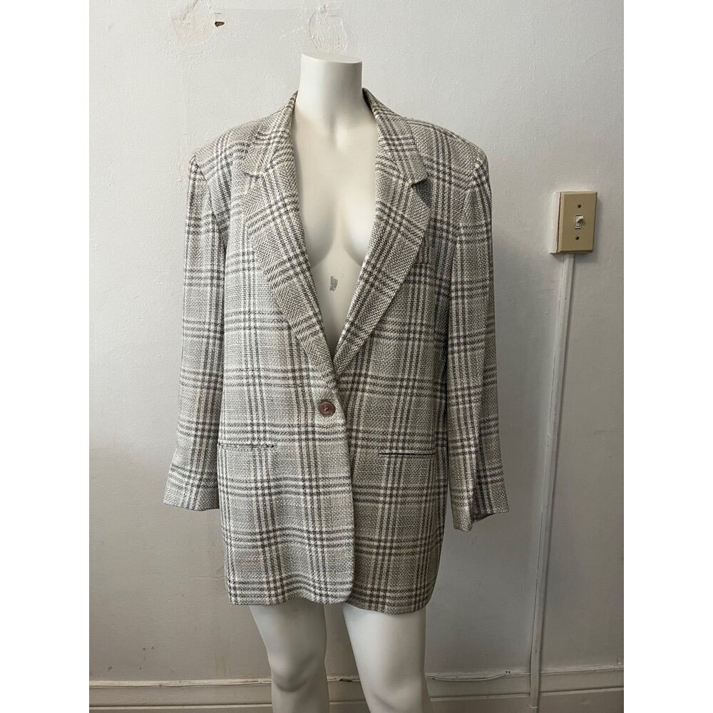Vintage Liz Claiborne Blazer Size 14 Plaid Office Career Business Professional